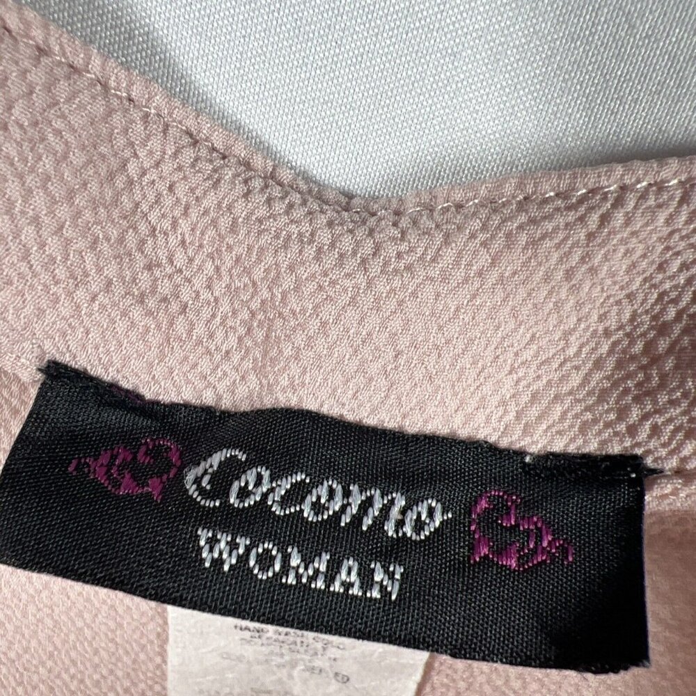 Cocomo Woman Blouse Top 1X Soft Pink Roll Tab 3/4 Sleeve Pleated Pullover - Picture 4 of 9
